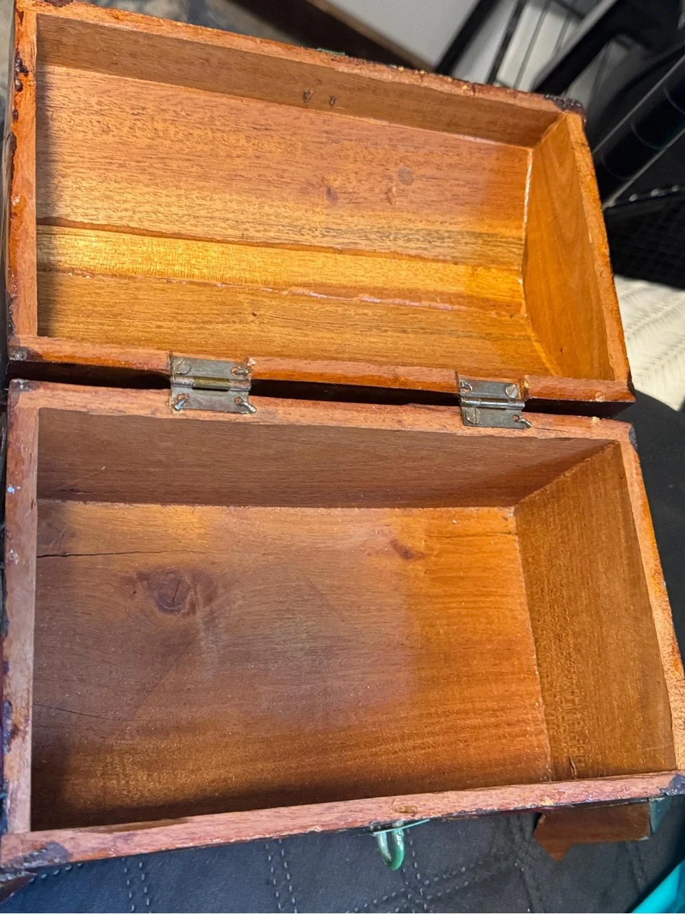 Hand-Carved Wooden Decorative Trunk - Multicolor